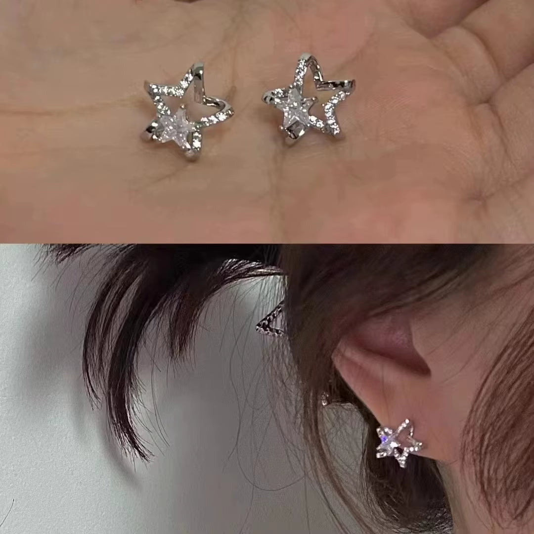 6PCS Goth Harajuku Vintage Aesthetic Black Butterfly Crystal Star Earrings Set for Women Party Y2K 90S EMO Jewelry Accessories