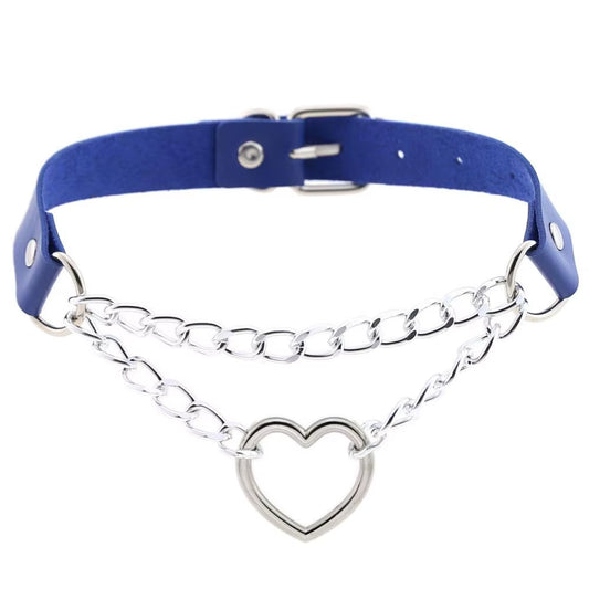 Heart Choker Collar for Women Goth Accessoies Black Leather Chain Chockers Gothic Punk Grunge Emo Necklace Jewelry