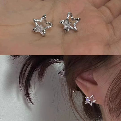6PCS Goth Harajuku Vintage Aesthetic Black Butterfly Crystal Star Earrings Set for Women Party Y2K 90S EMO Jewelry Accessories