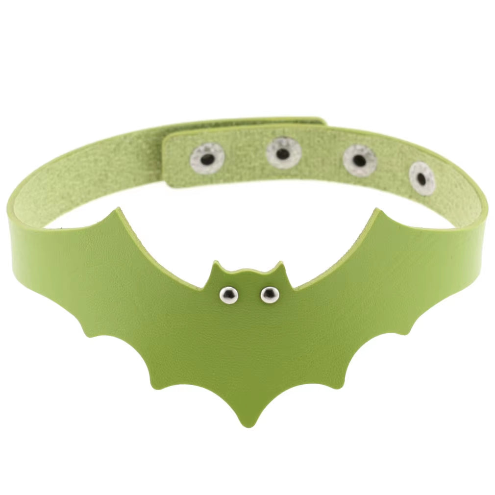 Emo Spike Choker Punk Collar Green Goth Necklace Trendy Vegan Leather Belt Chocker Accessories Harajuku Gothic Jewelry Halloween