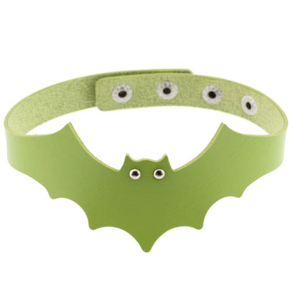 Emo Spike Choker Punk Collar Green Goth Necklace Trendy Vegan Leather Belt Chocker Accessories Harajuku Gothic Jewelry Halloween