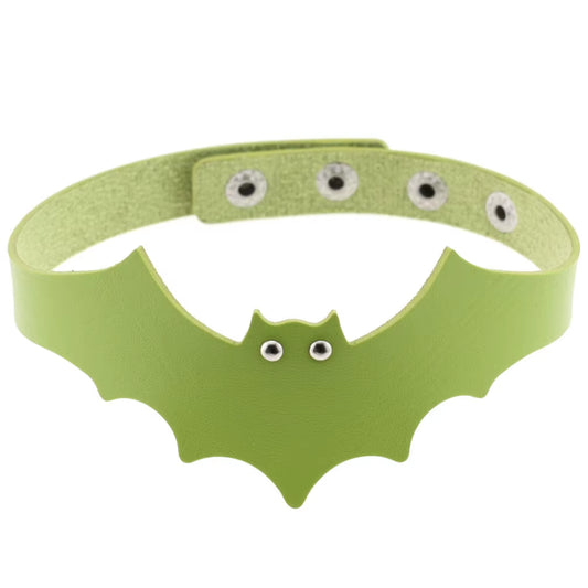 Emo Spike Choker Punk Collar Green Goth Necklace Trendy Vegan Leather Belt Chocker Accessories Harajuku Gothic Jewelry Halloween